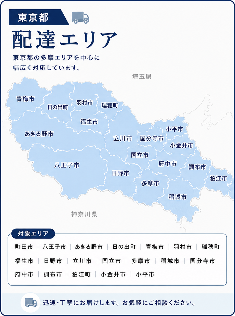 東京都の配達エリア